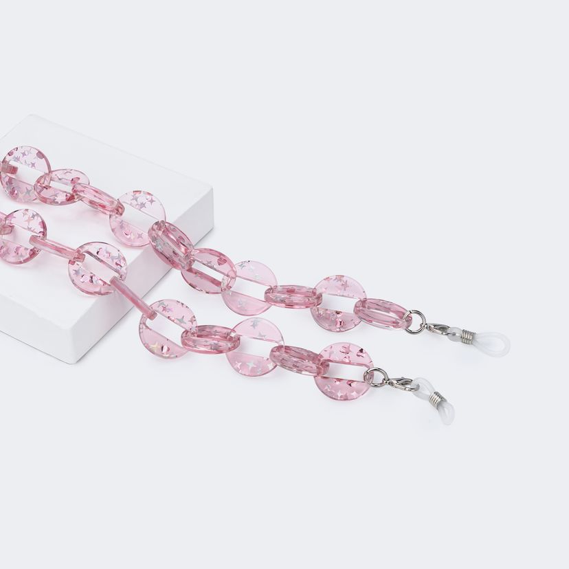 Pink Round Glitter Eyeglasses Chains