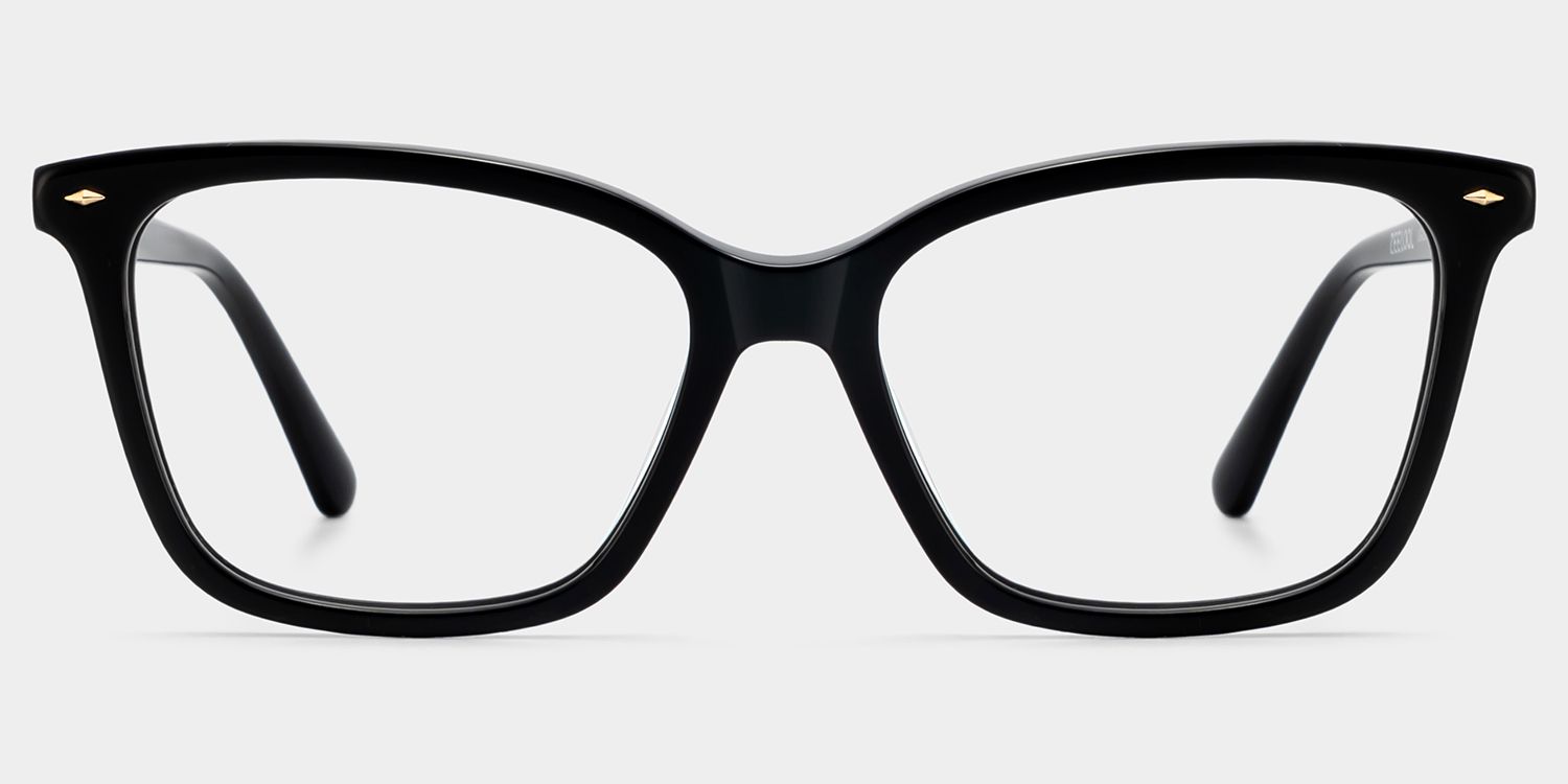 Theo Acetate Black Frame Glasses with Square Shape | Zeelool1