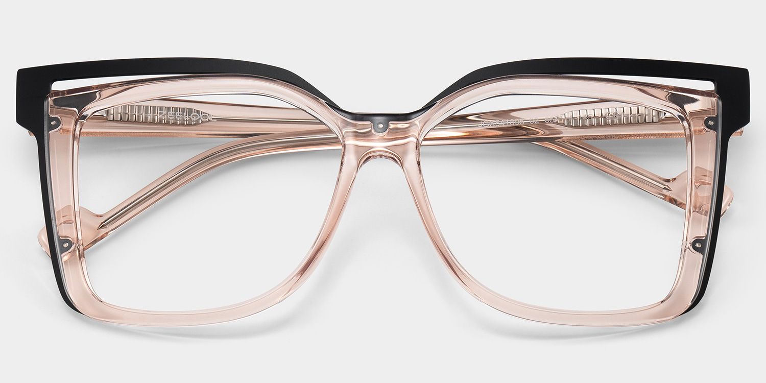 Twolla Square Beige Glasses with Black Edge for Women | ZEELOOL2