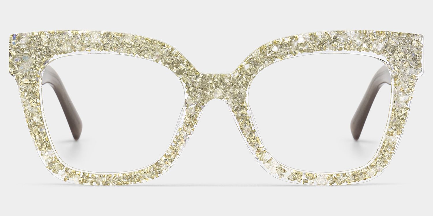 Renata Square Silver Rhinestone Covered Glasses | ZEELOOL1