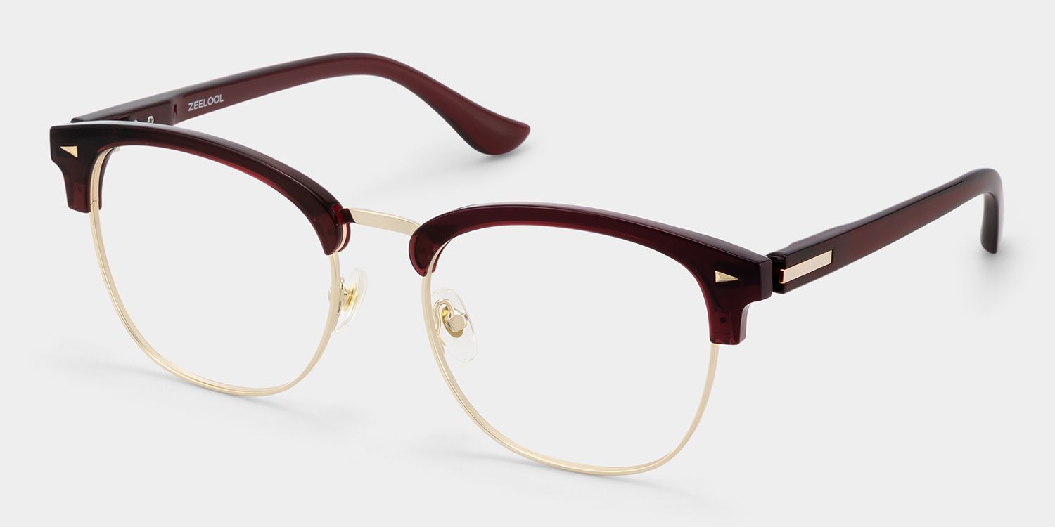 Lasha Red Browline Mixed Frame Glasses for Women | ZEELOOL3