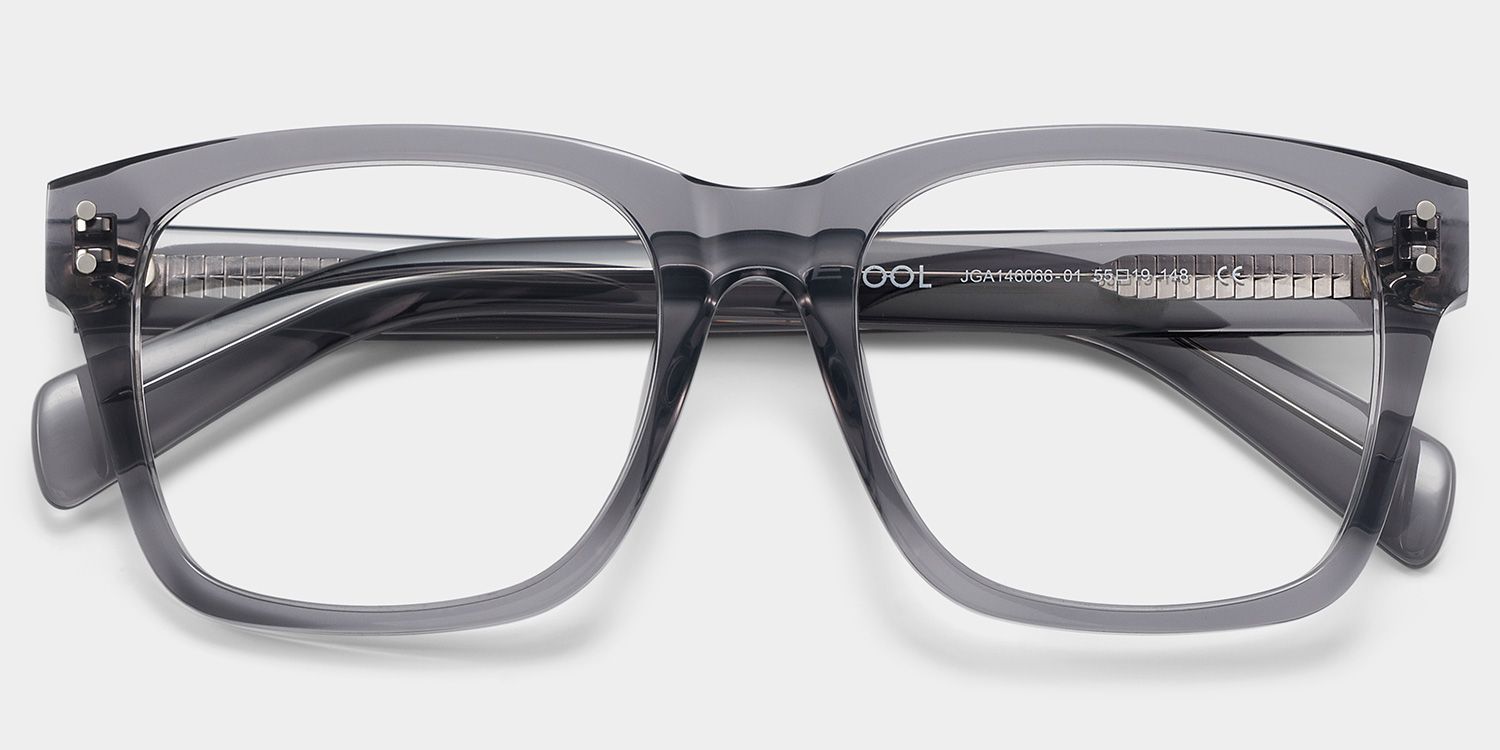 Fussell Square Gray Full-Frame Glasses | ZEELOOL1