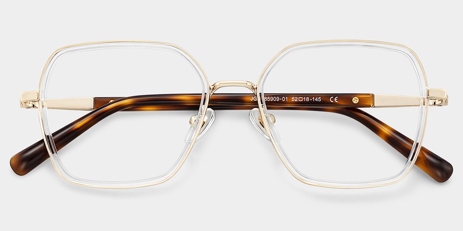 Sophie Clear Geometric Mixed Frame Glasses for Women | ZEELOOL2