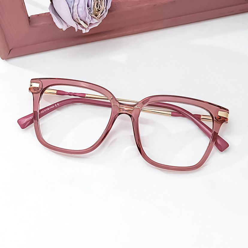 Jacqui Pink Rectangle Glasses