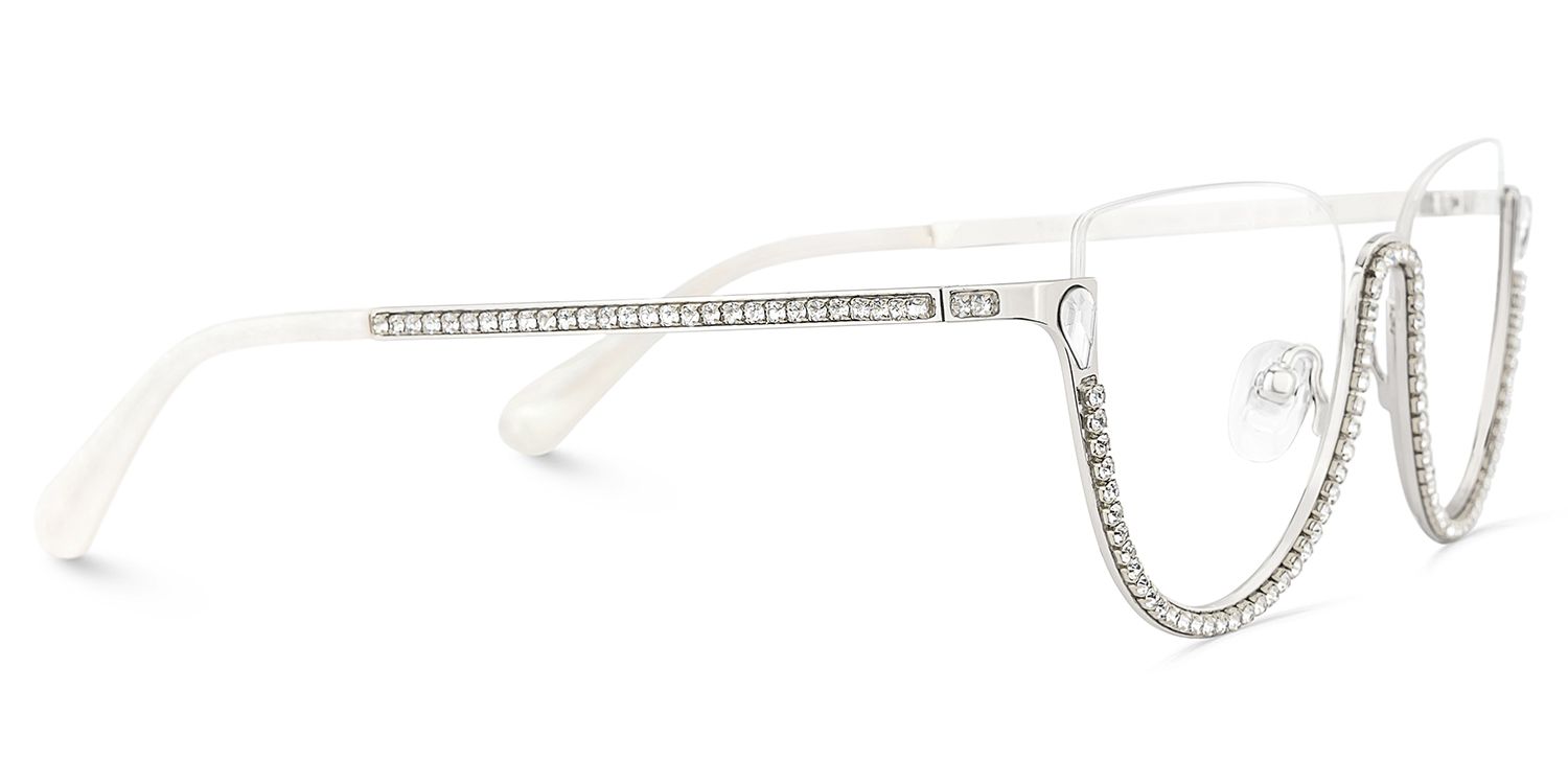 Sparkle Cateye Silver Designer metal Glasses Frame | ZEELOOL5
