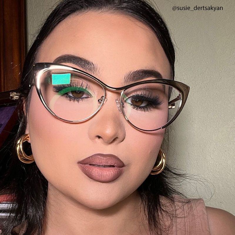 Ellen Silver Metal Cat Eye Glasses Frame for Women | ZEELOOL5