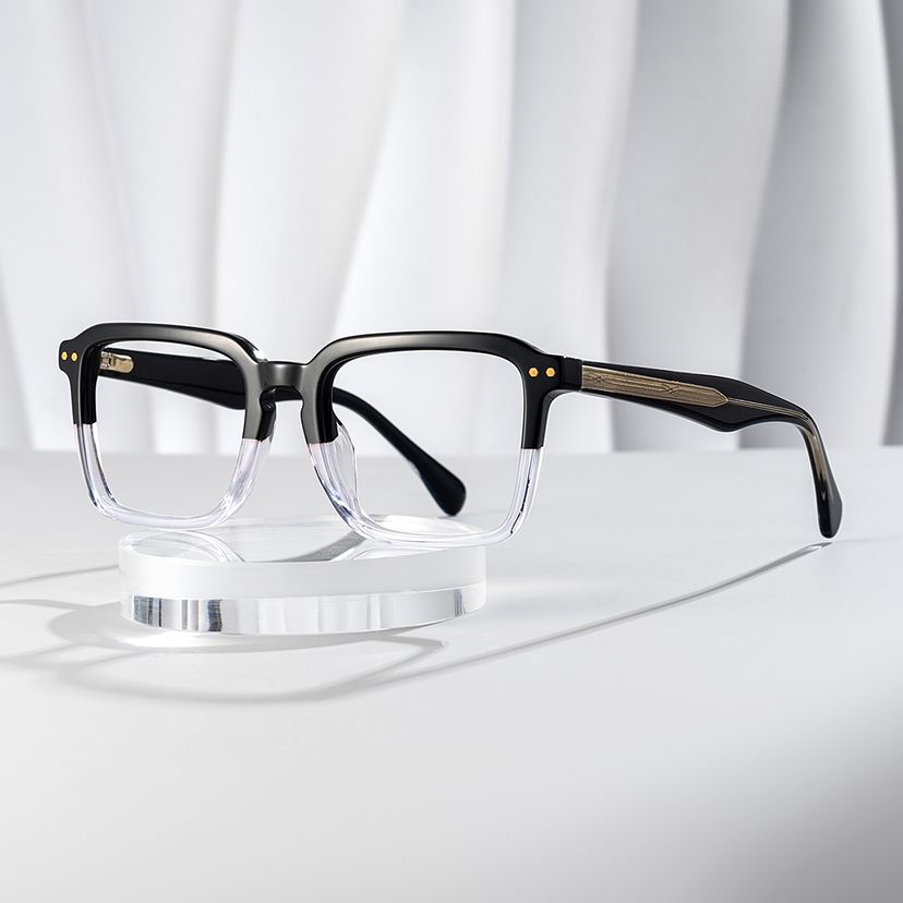 Vickerie Black Clear Rectangle Glasses