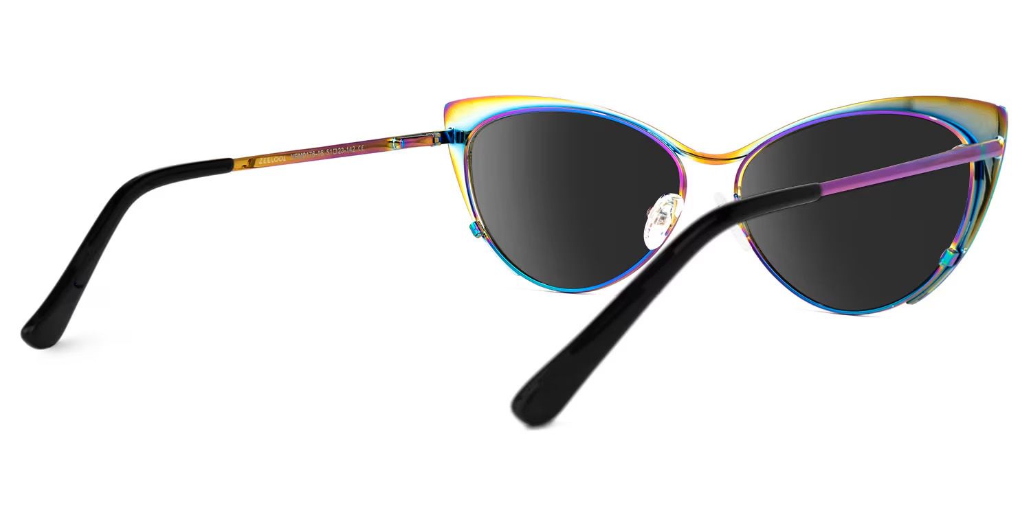 Ellen Metal Iridescent Cat Eye Frame Sunglasses | ZEELOOL3