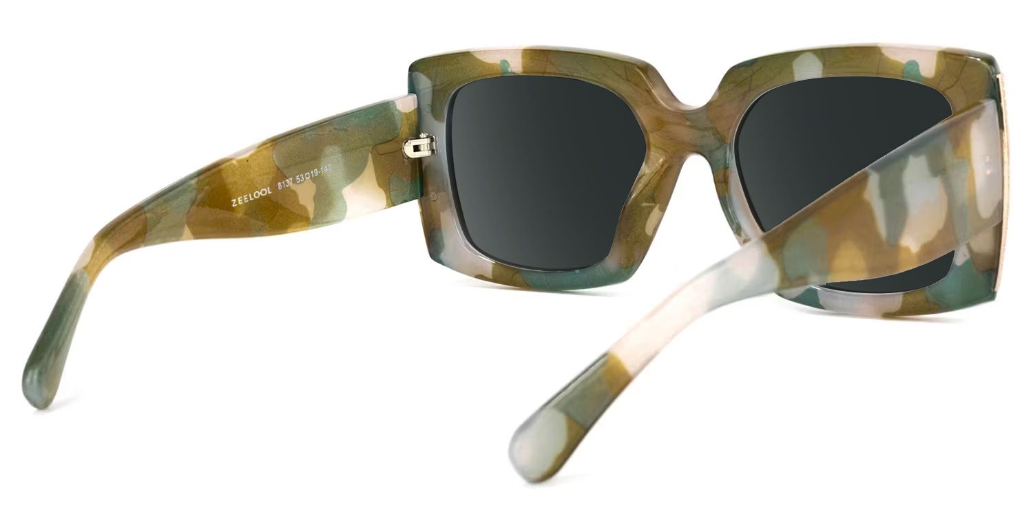 Yael Olive Square Polarized Sunglasses for Driving | ZEELOOL4