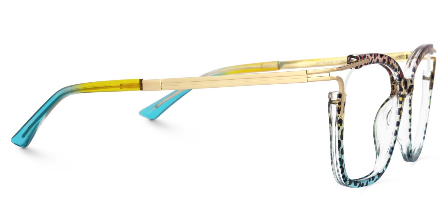 Sidibe Square Blue Leopard TR90 Glasses with Spring hinges | ZEELOOL3