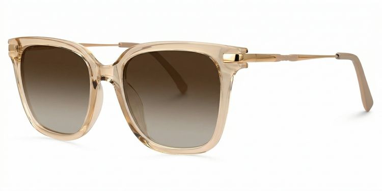 Jacqui Beige Rectangle Sunglasses