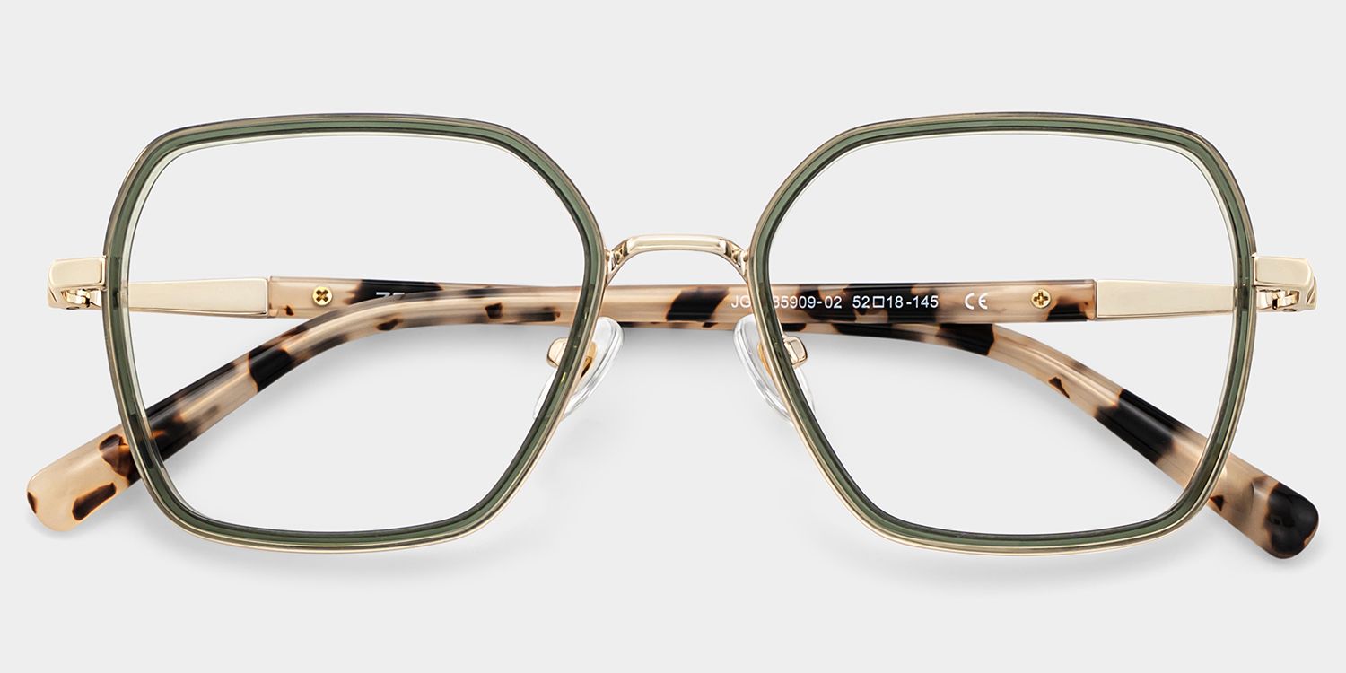 Sophie Green Geometric Mixed Frame Glasses for Women | ZEELOOL2