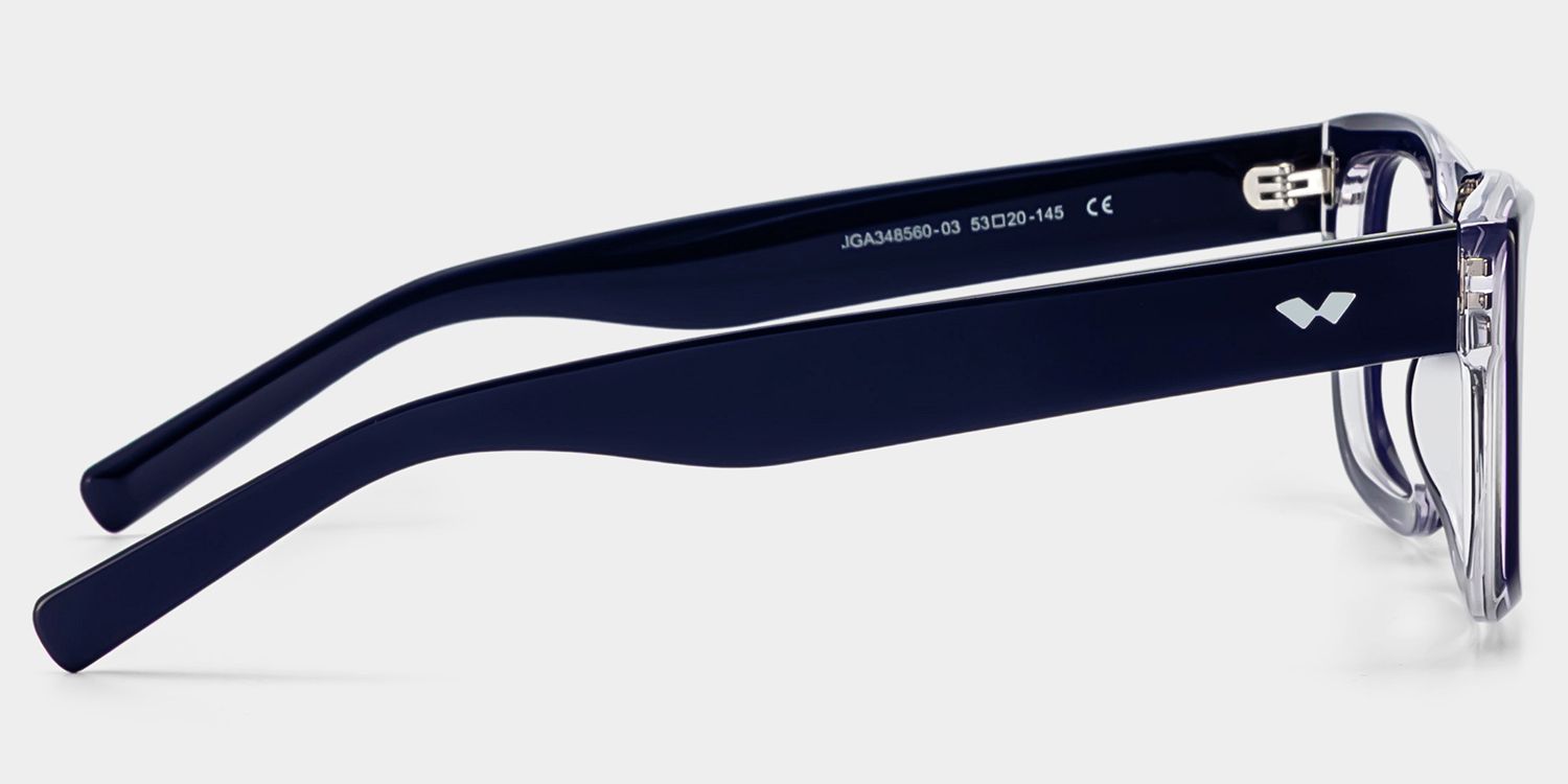 Fayssel Blue Rectangle Acetate Frame Glasses for Men | ZEELOOL4