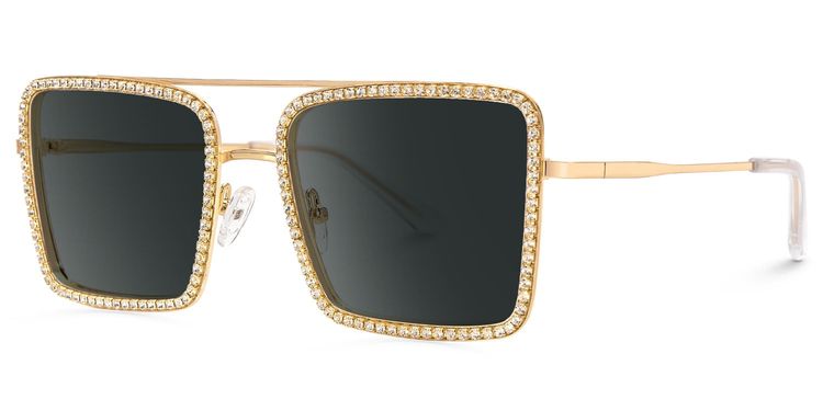 Diva Gold Square Sunglasses