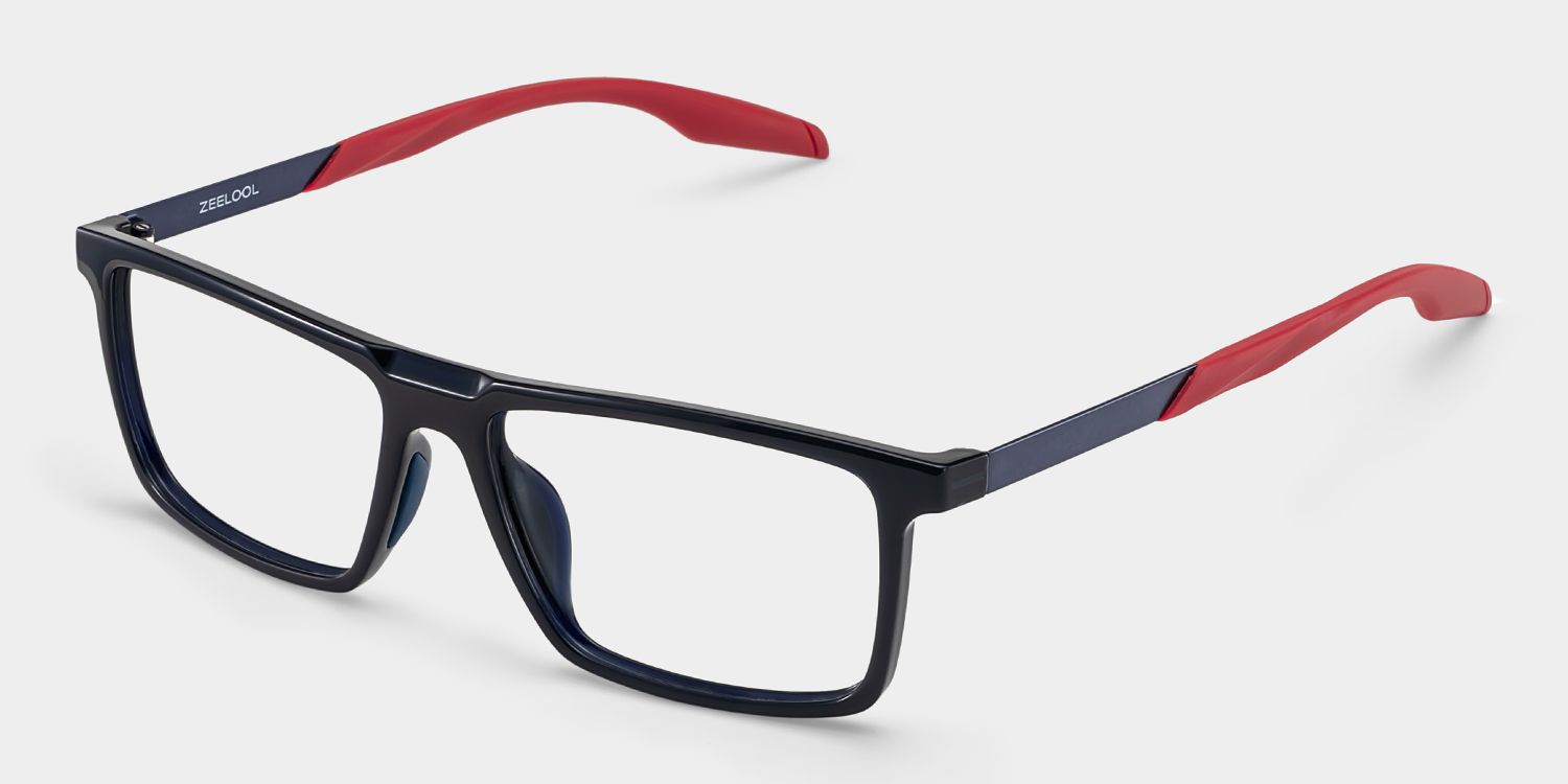 Active Rectangle Black and Red Frame Glasses for Sporty | ZEELOOL3