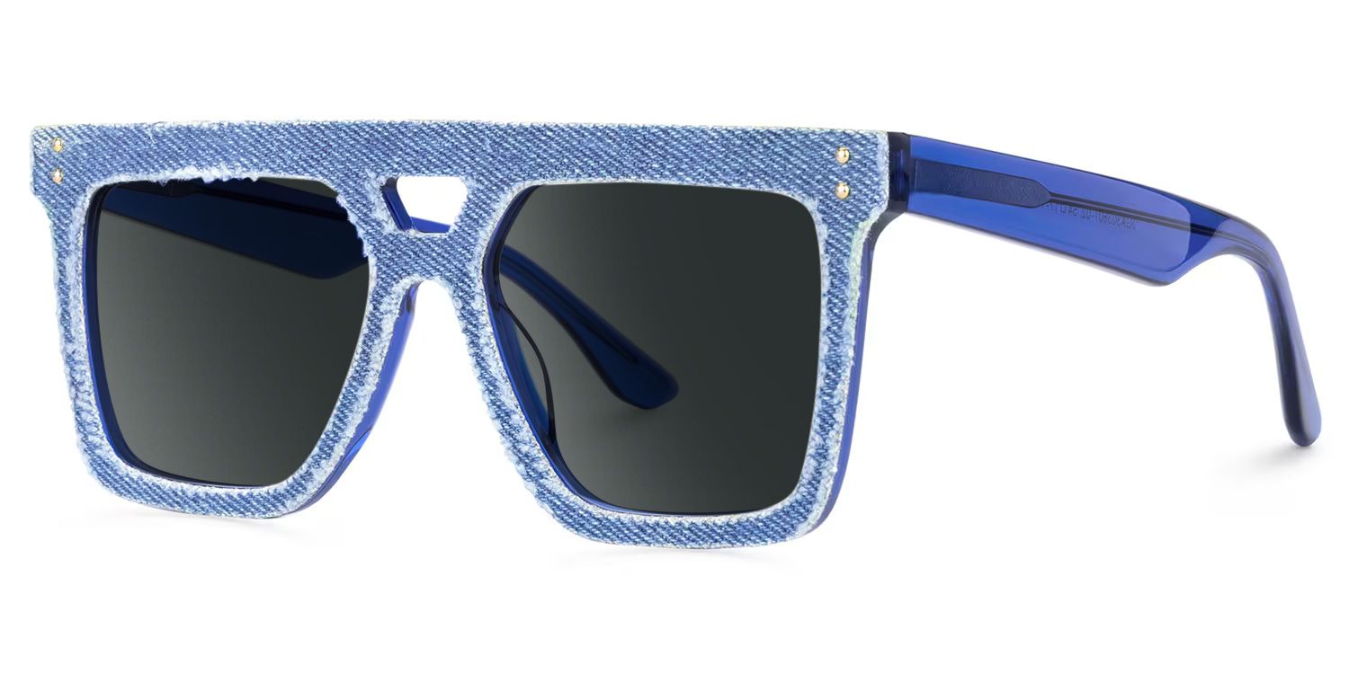 Rubin Square Style Denim Blue Frame Sunglasses | ZEELOOL1