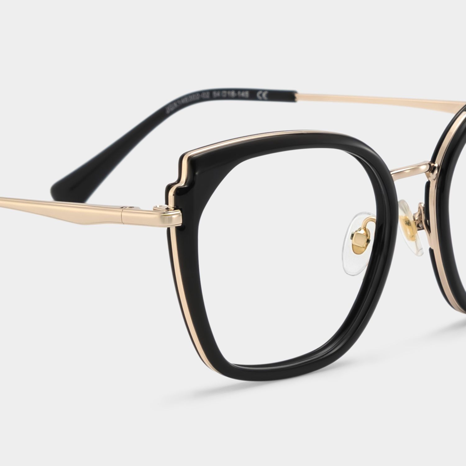 Black Metal Frame Glasses With Wide Size For Women5
