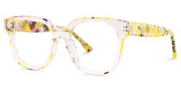 Jett Yellow Clear Square Glasses3