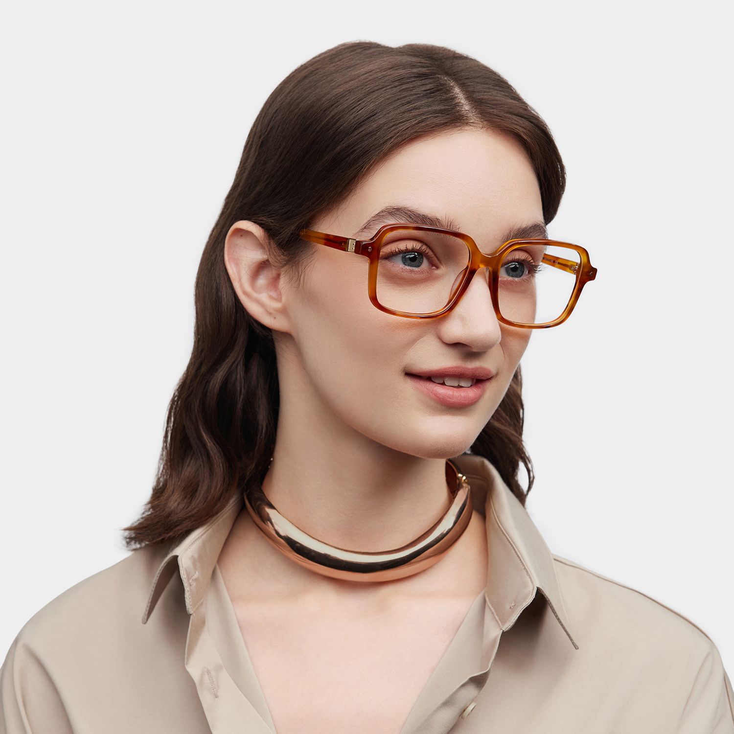Talia Yellow Frame Glasses with Square Frame Online | ZEELOOL1