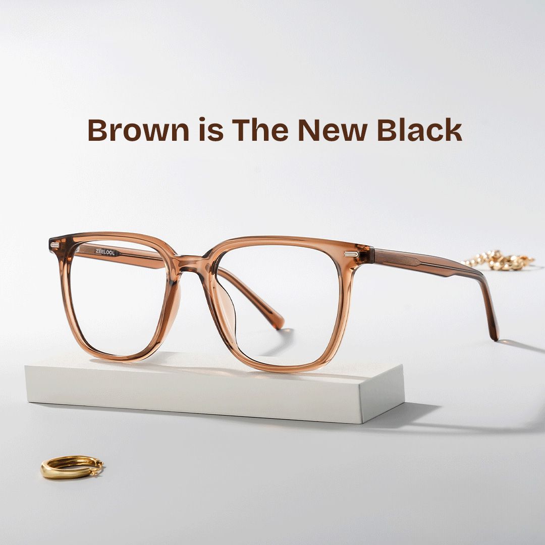 Eliza Light Brown Square Glasses Frames for Women | ZEELOOL0