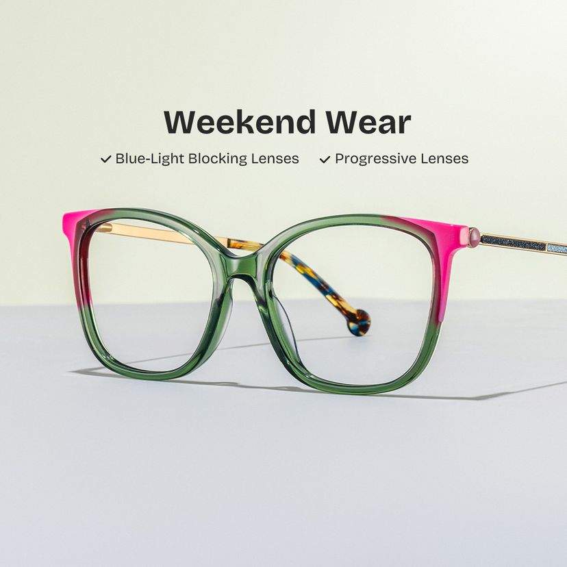Nico Green Square Glasses