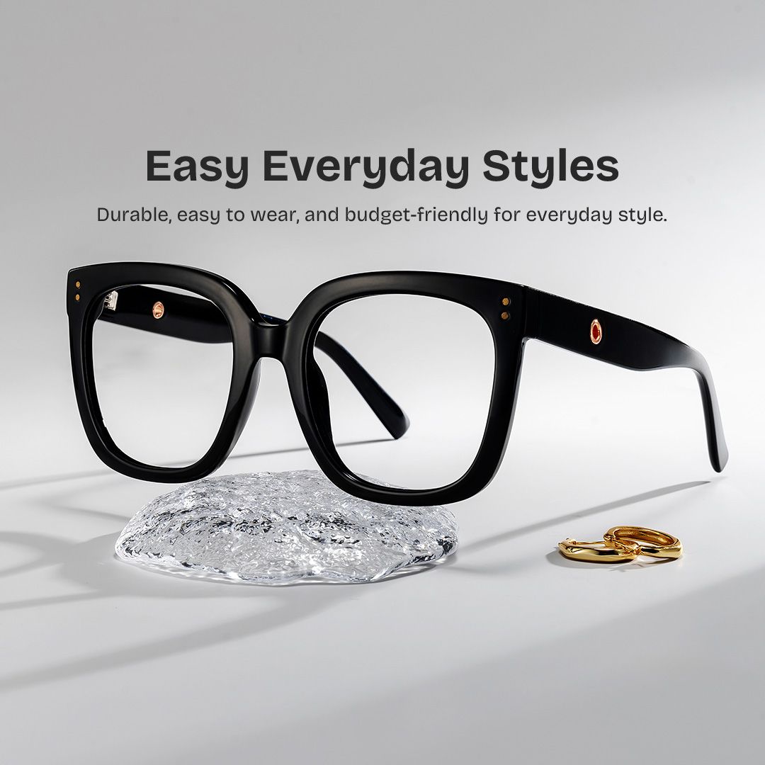 Ebony Square Black Frame Glasses for Women & Men | ZEELOOL0