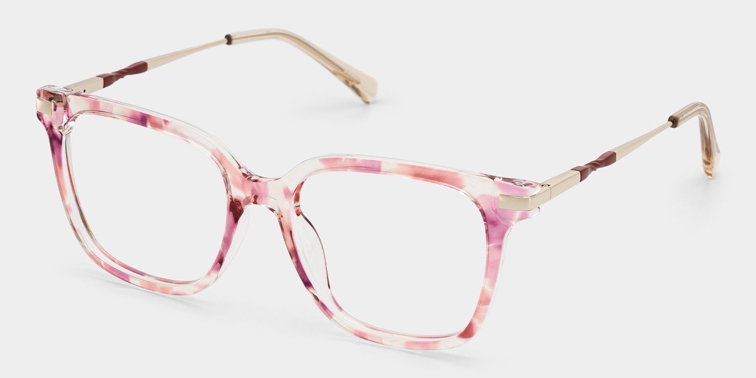 Jacqui Pink Flower Tortoise Square Glasses Frames | ZEELOOL2