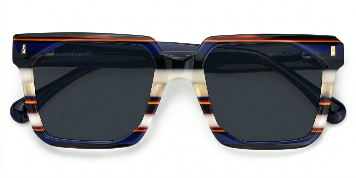 Laguer Rectangle Style Blue Frame Sunglasses | ZEELOOL1