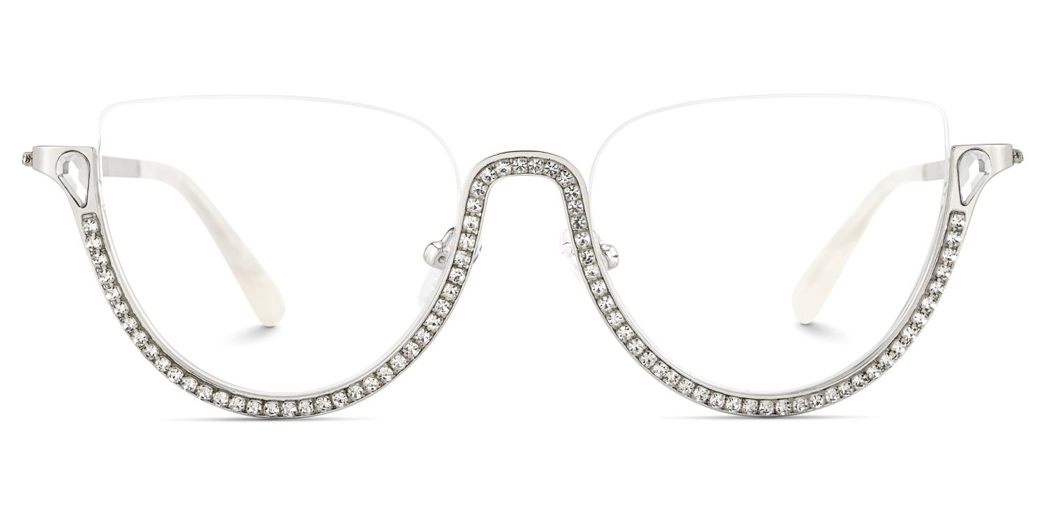 Sparkle Cateye Silver Designer metal Glasses Frame | ZEELOOL2