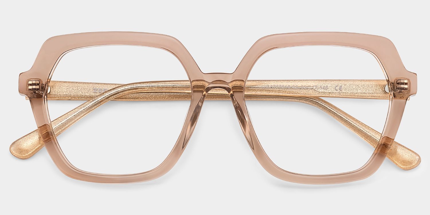 Devon Geometric Clear Beige Glasses with Sparkling Grey Orange Frame| ZEELOOL2