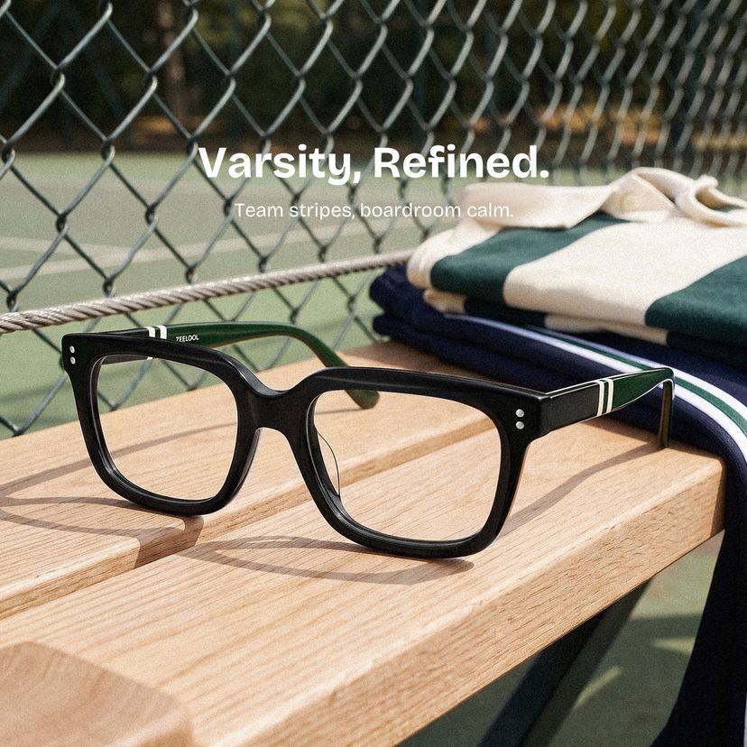Fern Black Rectangle Glasses