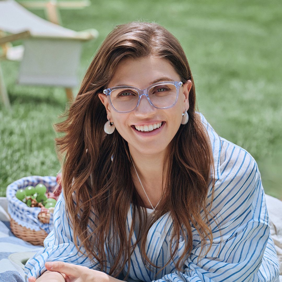 Isabella Clear Blue Square Eyeglass Frames for Sale | ZEE...6