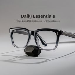 Fletcher Black Rectangle Glasses0