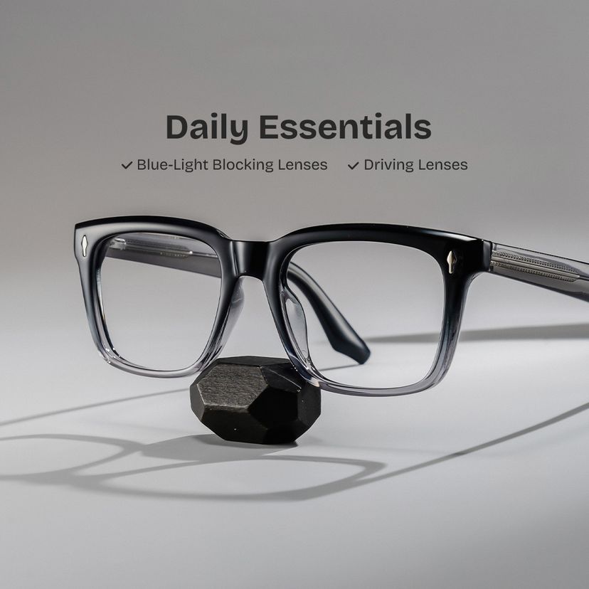 Fletcher Black Rectangle Glasses