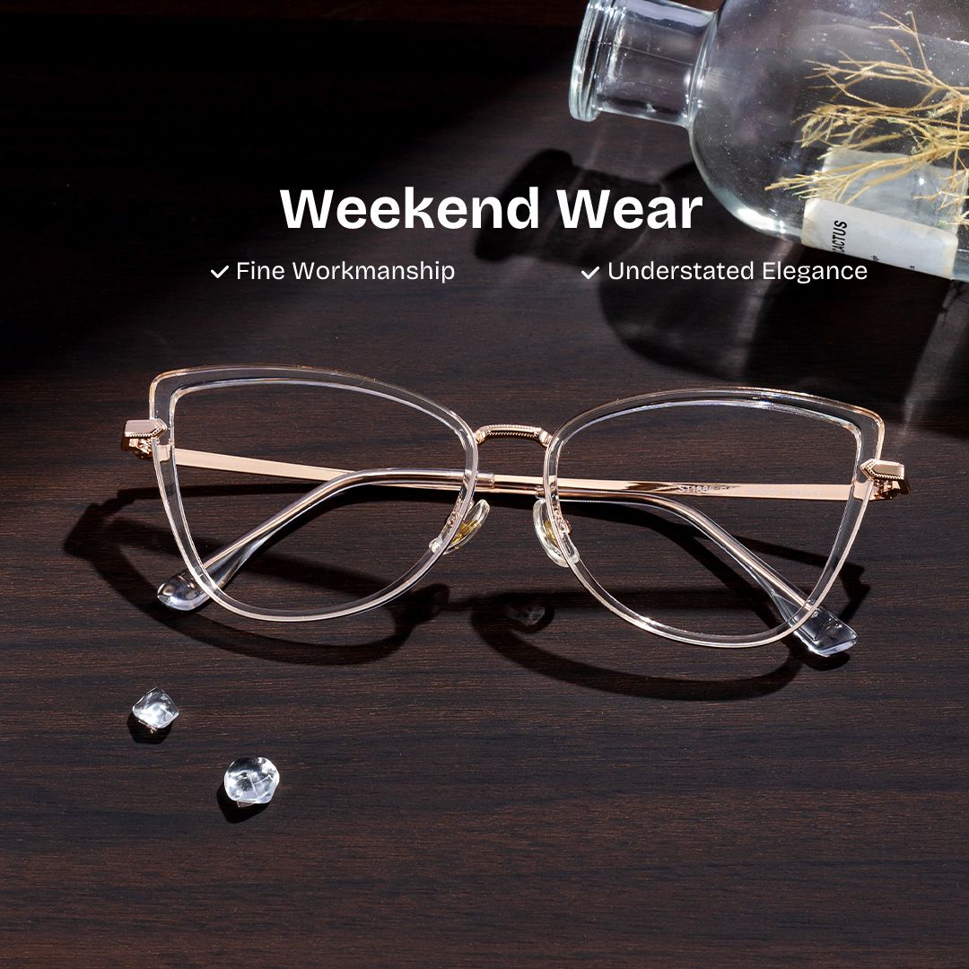 Cat eye Clear Eyeglasses- Sloane Mixed Frame Glasses0