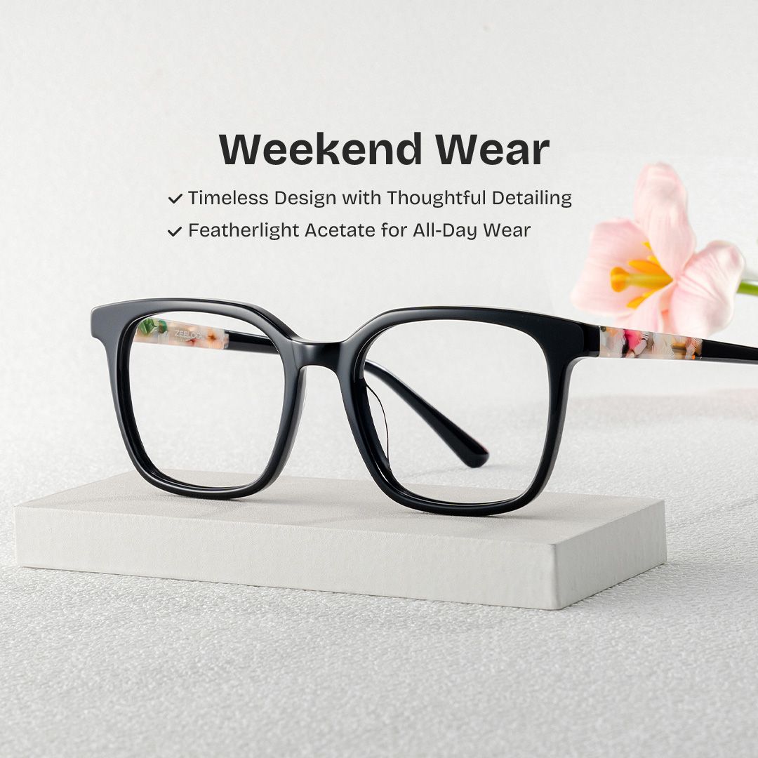 Freya Black Frame Glasses with Square Frame Online | ZEELOOL2
