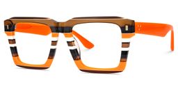 Kenish Orange Brown Square Glasses3