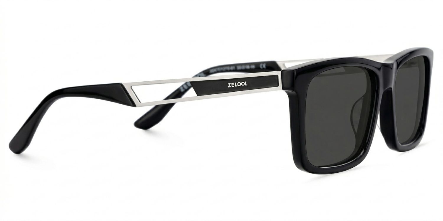 Osvaldo Rectangle Black Sunglasses for Women & Men | ZEELOOL3