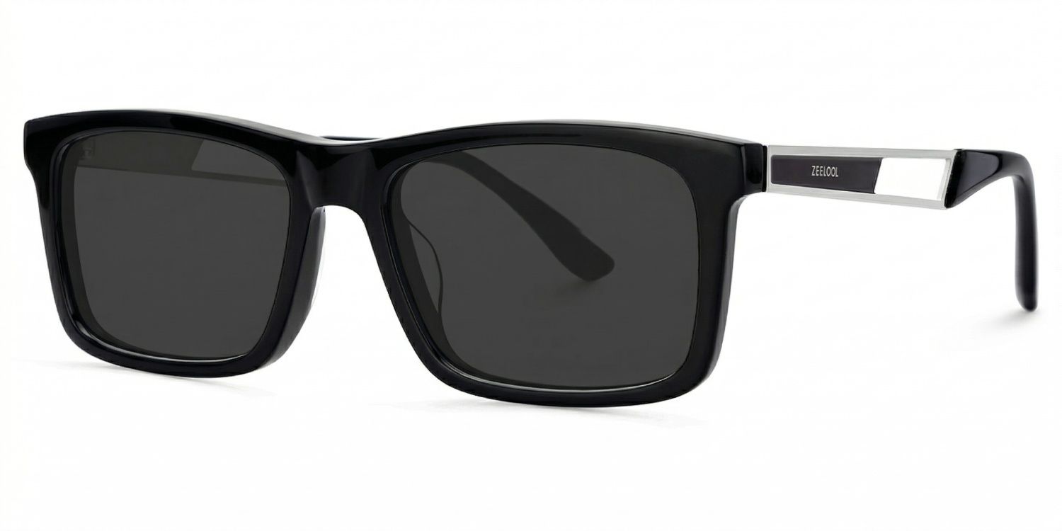 Osvaldo Rectangle Black Sunglasses for Women & Men | ZEELOOL2
