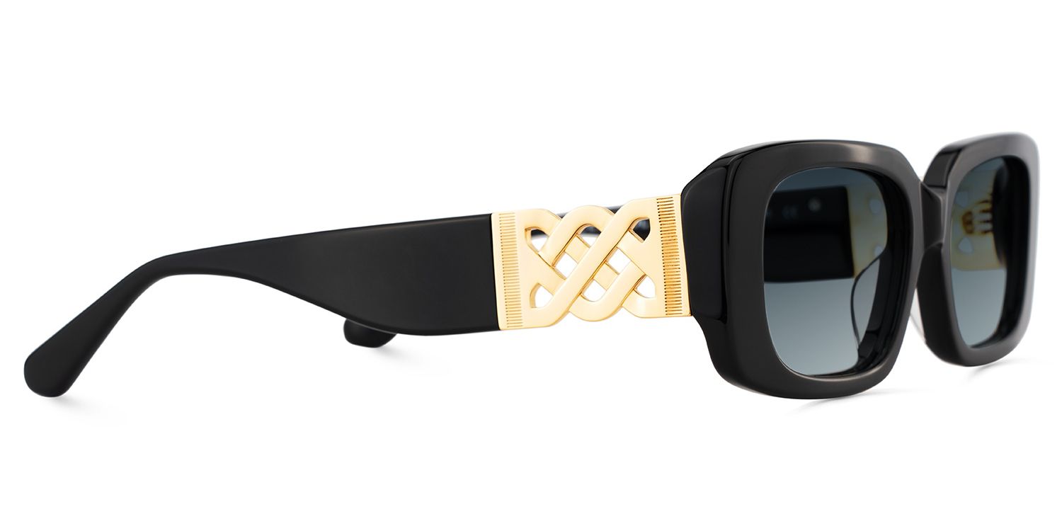 Jonas Acetate Black Rectangle Frame Sunglasses | ZEELOOL3
