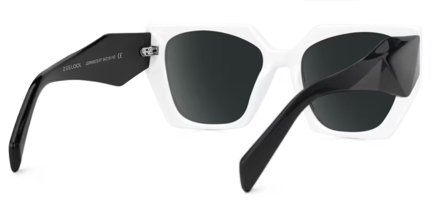 Sileidy Plastic Black-White Rectangle Frame Sunglasses | ZEELOOL3