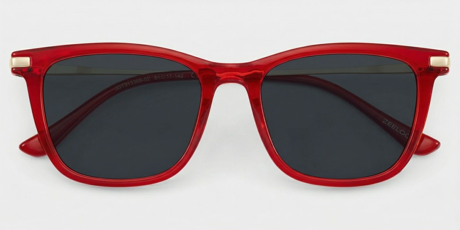 Selena Mixed Red Rectangle Frame Sunglasses | ZEELOOL1