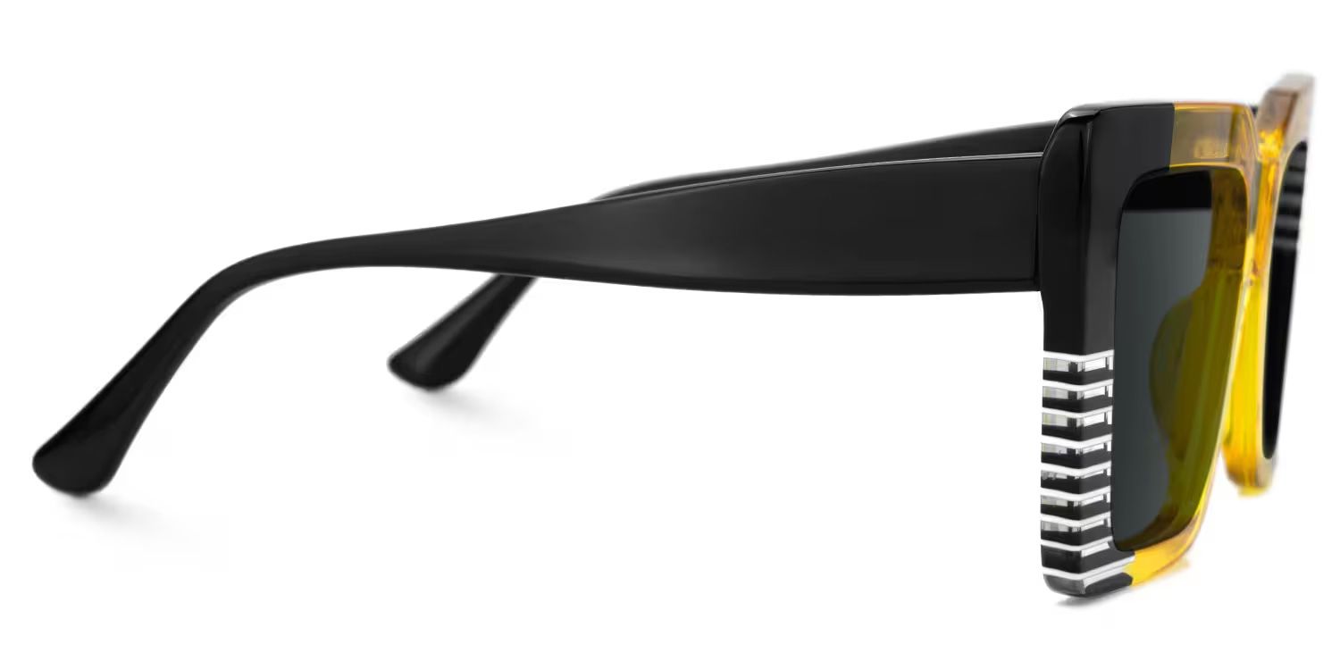 Shamika Rectangle Yellow Prescription Sunglasses | ZEELOOL4