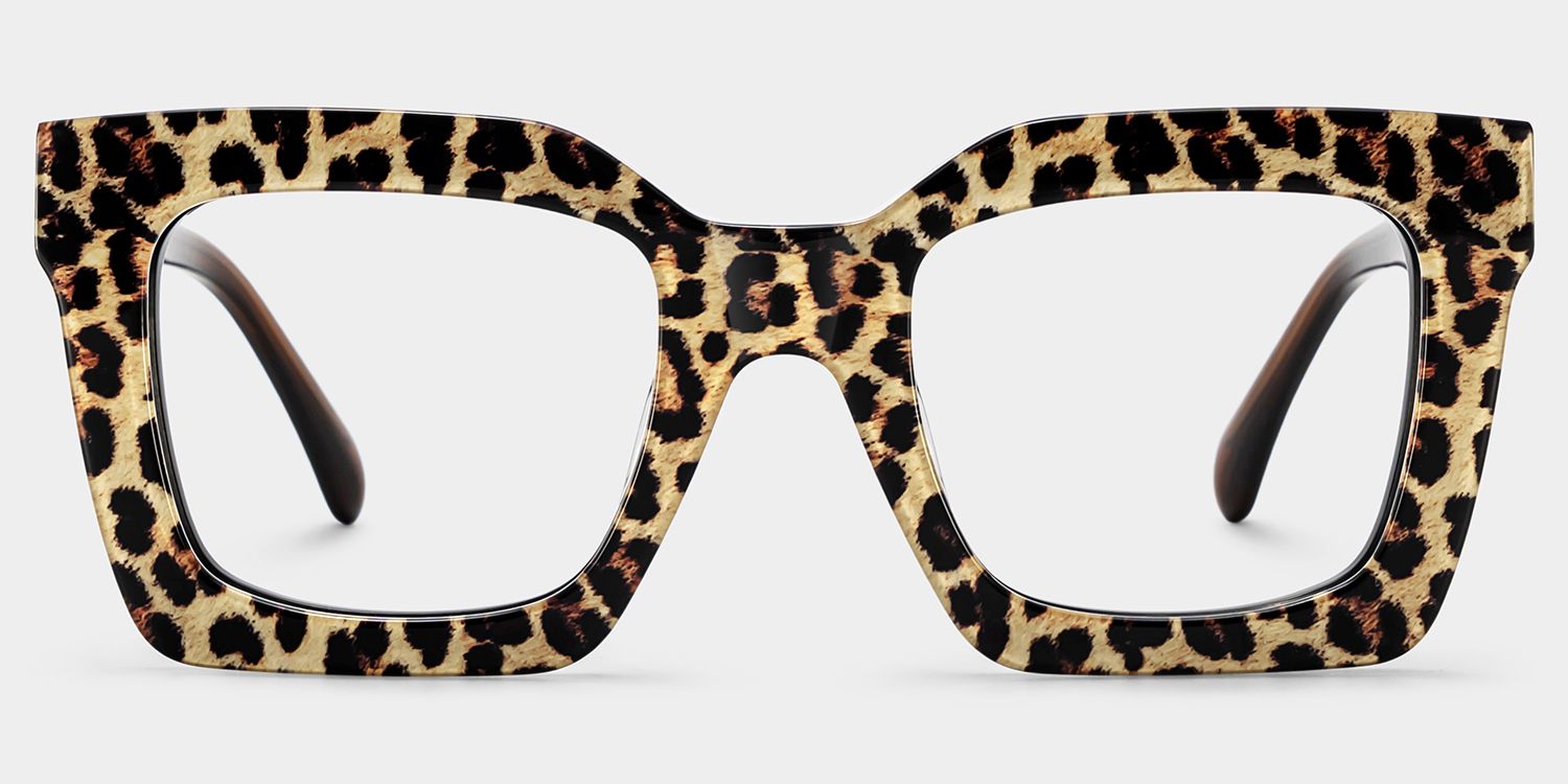 Megan Leopard print Square Acetate Frame Glasses for Women | ZEELOOL1