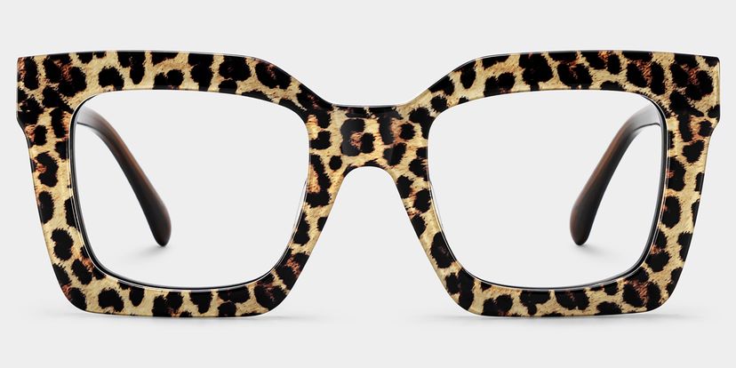 Megan Leopard print Square Glasses