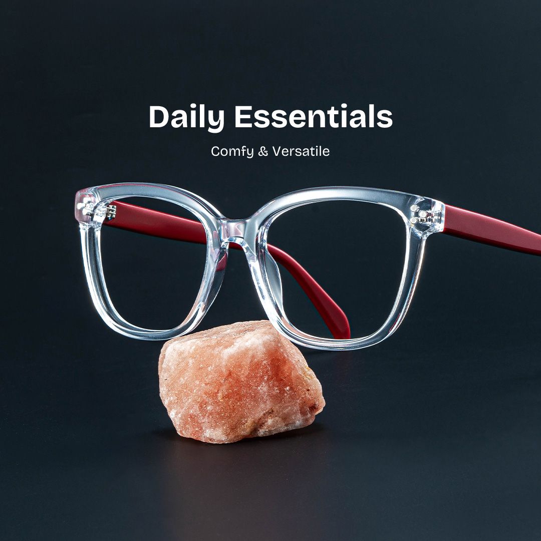 Scarlett Clear Red Frame Glasses with Square Frame Online | ZEELOOL0