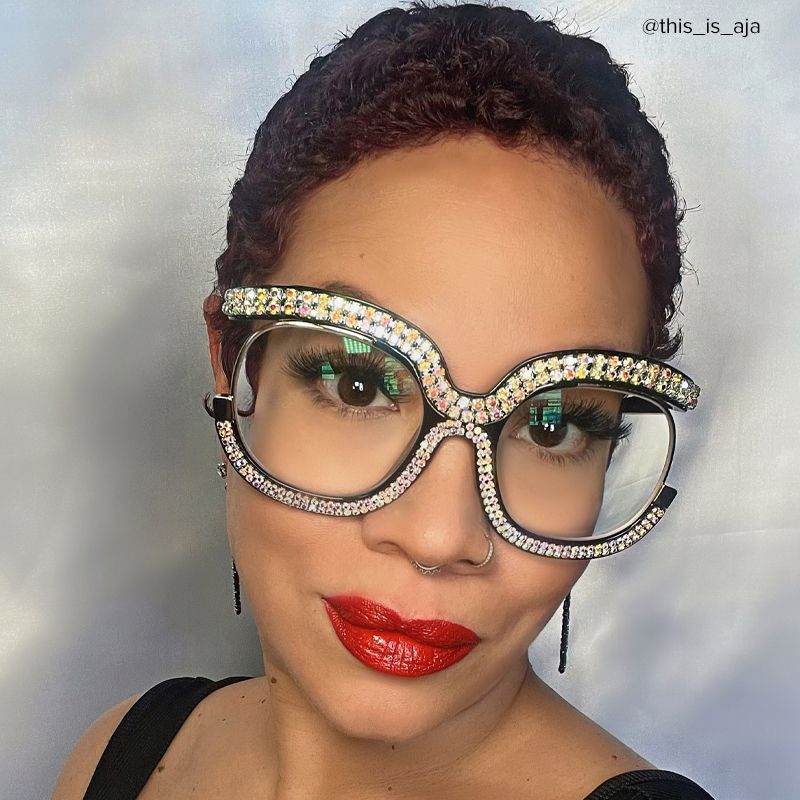 Veasley Square Multicolor Rhinestone Studded Glasses5