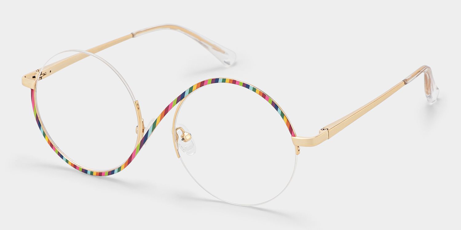 Flozif Round Rainbow Glasses in Semi-Rim  | Zeelool2