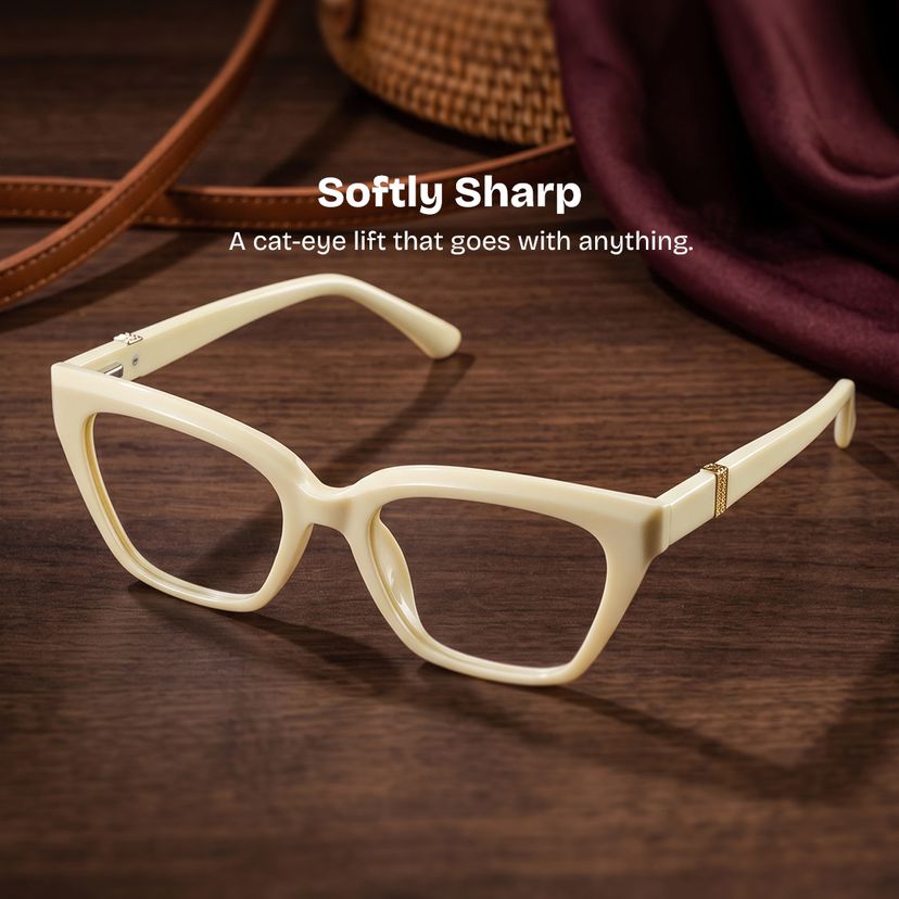 Quincy Creamy White Cat eye Glasses