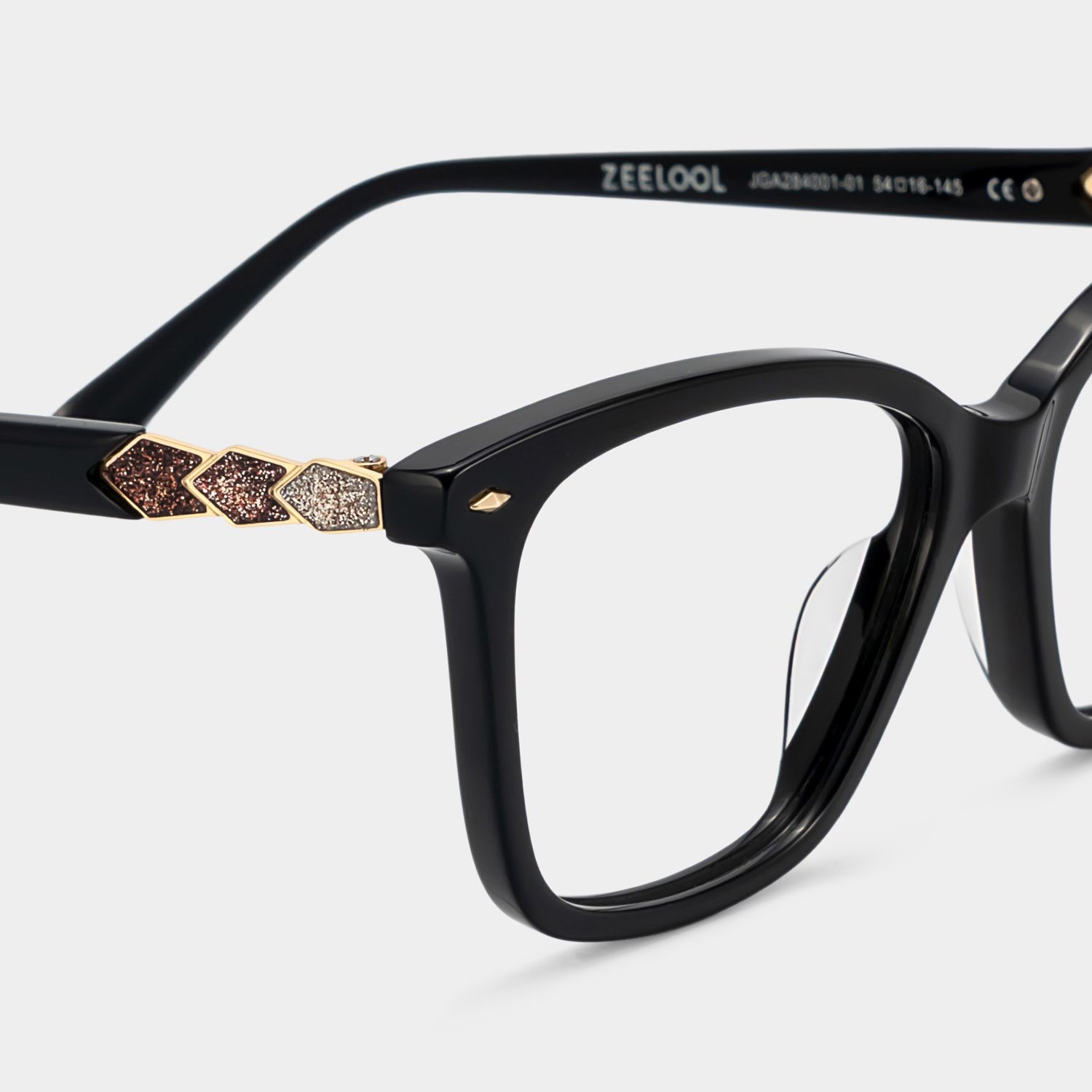 Theo Acetate Black Frame Glasses with Square Shape | Zeelool5